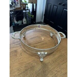 VTG International Silver Co. Footed Casserole Ring With Handles - 9.5”diameter